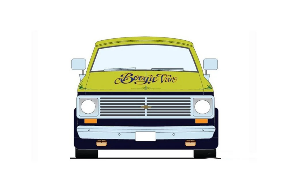 1976 Chevy G-Series Van, Yellow /Blue Flames - Acme A1802101 - 1/18 Scale Diecast Model Toy Car