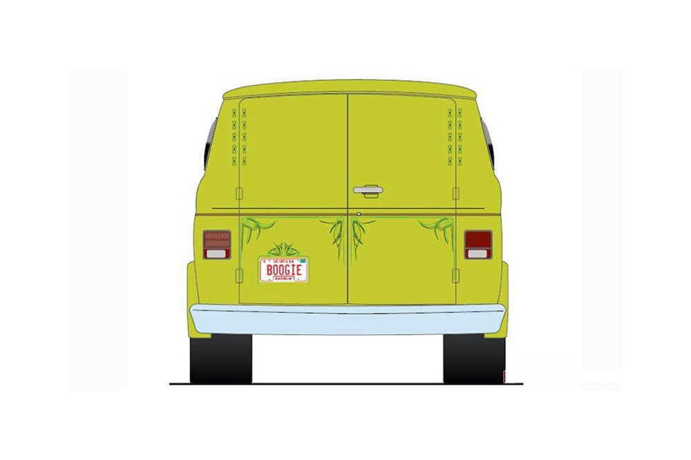 1976 Chevy G-Series Van, Yellow /Blue Flames - Acme A1802101 - 1
