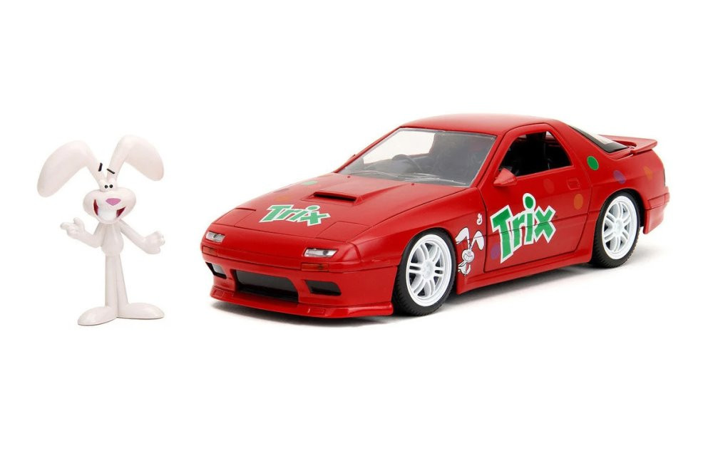 Rabi 1985 Mazda RX-7 RHD w/ Trix Rabbit Diecast Figure, Red - Jada Toys