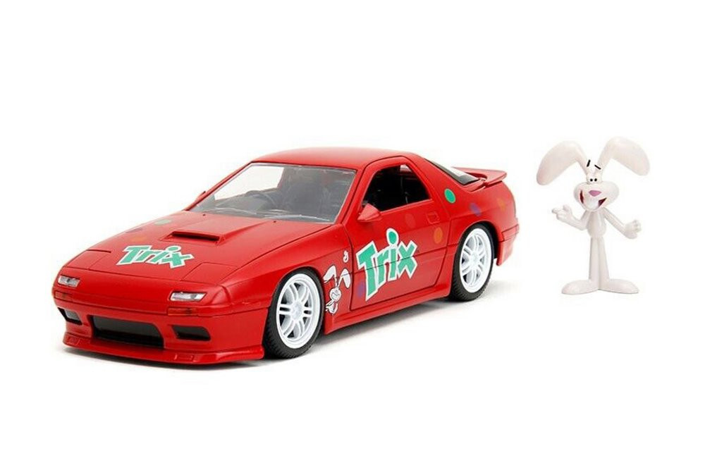 1985 Mazda RX-7 RHD w/ Trix Rabbit Diecast Figure, Red - Jada Toys 32199 - 1/24 scale Diecast Car