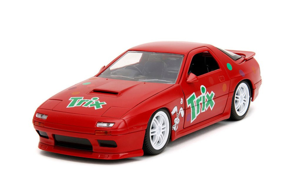 1985 Mazda RX-7 RHD w/ Trix Rabbit Diecast Figure, Red - Jada Toys 32199 - 1/24 scale Diecast Car