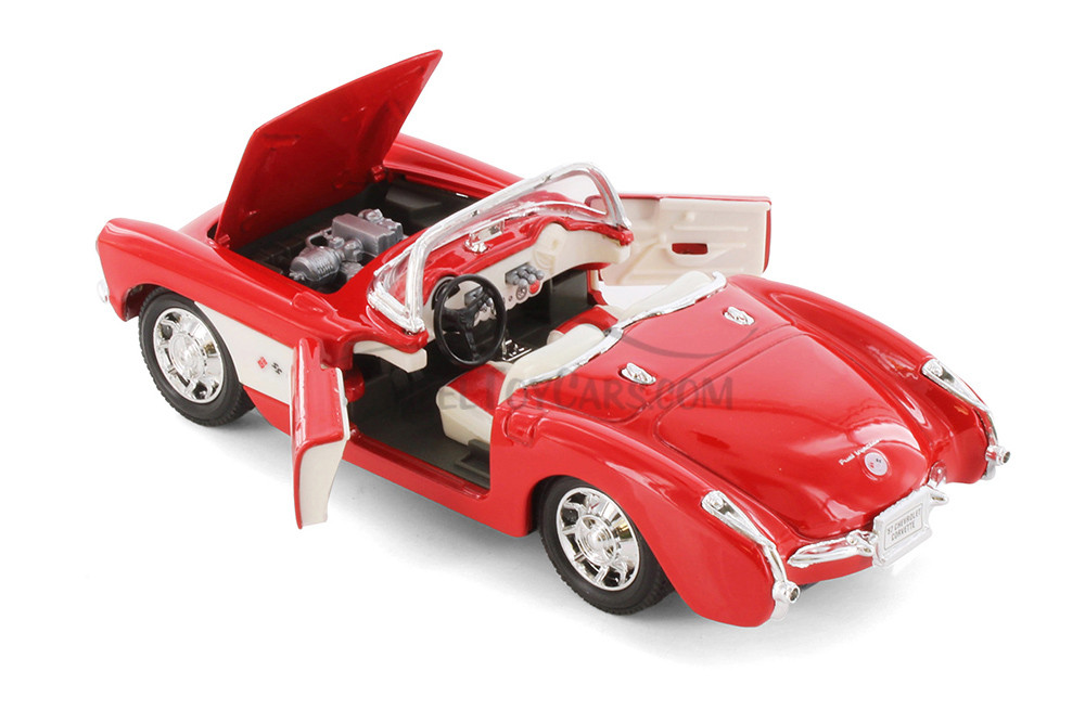 1957 Chevy Corvette Convertible, Red - Welly 29393 - 1/24