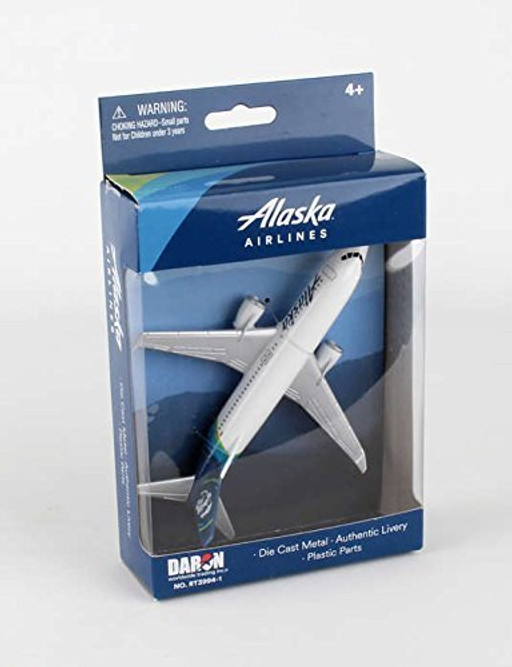Alaska Airlines, White w/ Blue - Real Toy RT3994-1 - Model Toy Airplane