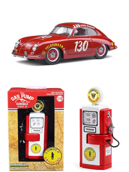 Diecast Car w/Gas Pump - 1953 Porsche 356 Pre-A, #130 James Dean
