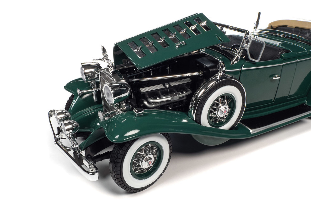 1932 Cadillac V16 Sport Phaeton, Dark Green - Auto World AW314 - 1/18 Scale Diecast Model Toy Car