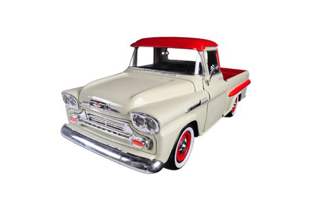 Diecast Car w/Gas Pump - 1958 Chevy Apache Fleetside, Cream/Red - Showcasts 79311AC/CM - 1/24 scale Diecast Car