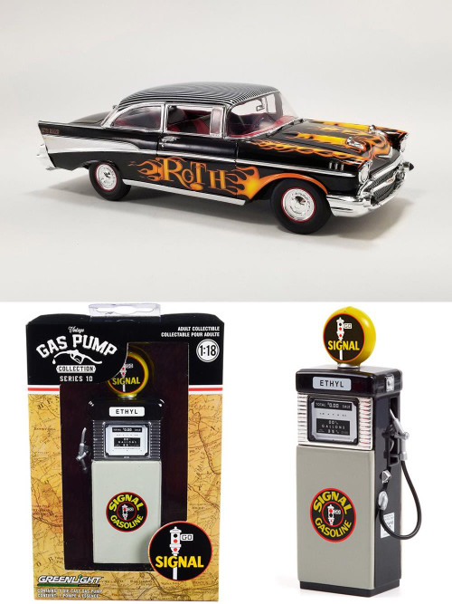 Diecast Car w/Gas Pump - 1957 Chevy Bel Air Hot Rod 
