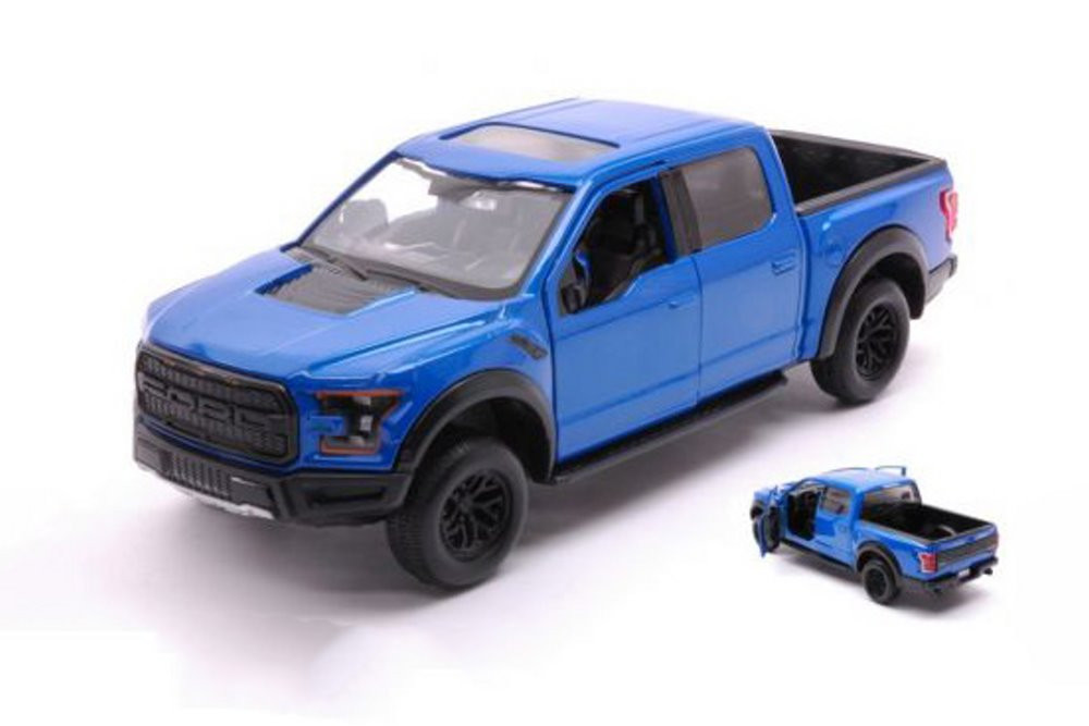 2017 Ford F-150 Raptor Pickup, Blue - Motor Max 79344AC/LBU - 1/27 Scale Diecast Car