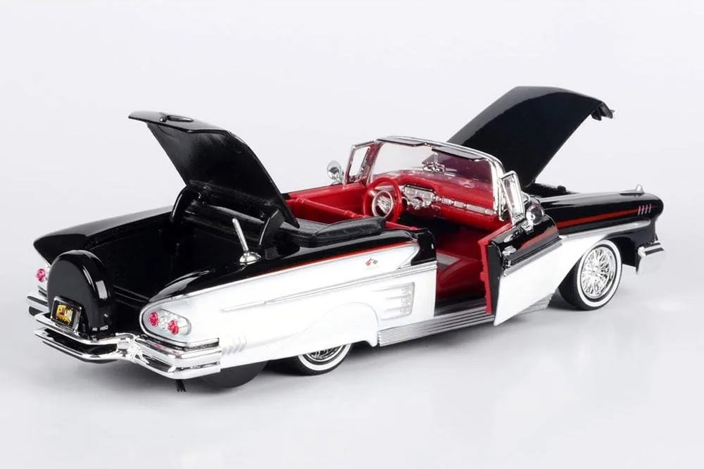 1958 Chevy Impala Convertible, Black/White - Motor Max 79025WLWK - 1/24 Scale Diecast Car