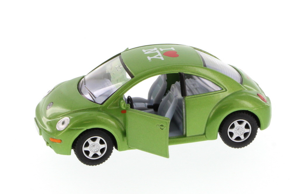 I Love New York Volkswagen New Beetle Hard Top, Green - Kinsmart 5028D-ILNY - 1/32 Scale Diecast Model Toy Car