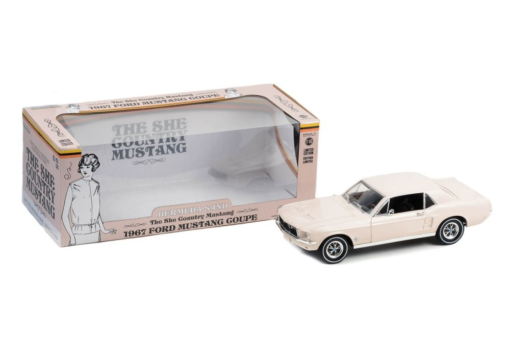 1967 Ford Mustang Coupe, Cream/Ivory - Greenlight 13642 - 1/18 Scale Diecast Model Toy Car