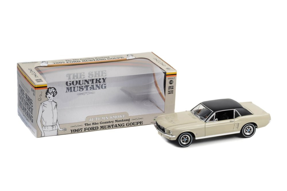 1967 Ford Mustang Coupe, Beige/Tan - Greenlight 13641 - 1/18 Scale Diecast Model Toy Car