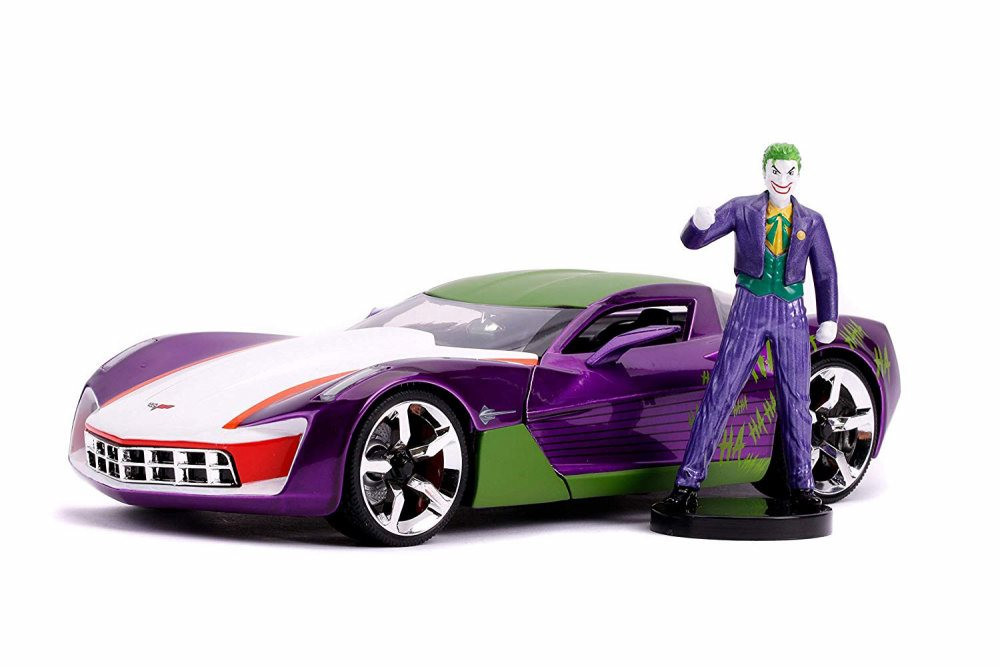 Joker / Pennywise Scary Clown Diecast Toy Car Package - Two 1/24 Scale Diecast Model Cars