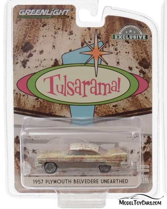 1957 Plymouth Belvedere Unearthed Tulsa, Desert Gold and Sand Dune White - Greenlight 30158/48 - 1/64 scale Diecast Model Toy Car