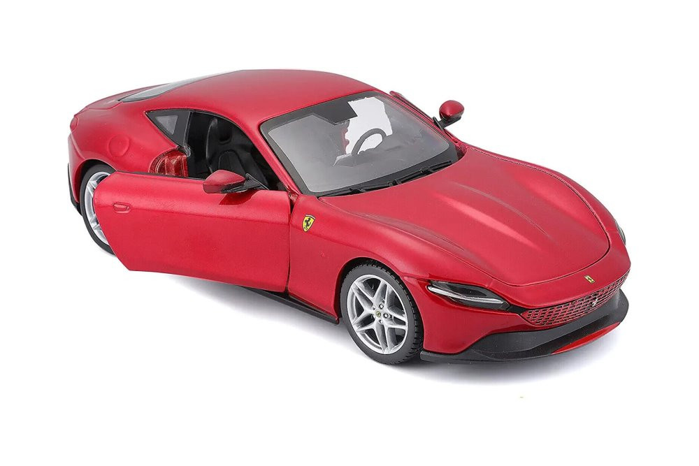 Diecast Car w/Display Case - Ferrari Roma, Red - Bburago 26029R - 1/24 scale Diecast Model Toy Car