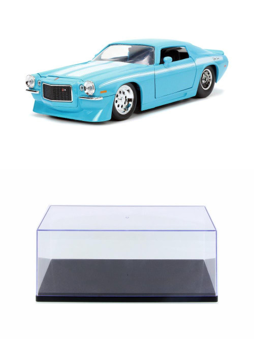 Diecast Car w/Display Case - 1971 Chevy Camaro, Light Blue - Jada Toys  34201/4 - 1/24 Scale Diecast Car