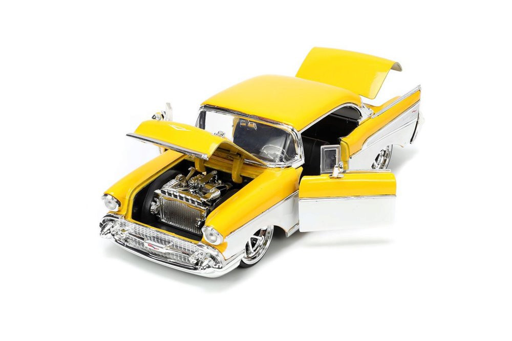 Diecast Car w/Display Case - 1957 Chevy Bel Air, Yellow - Jada