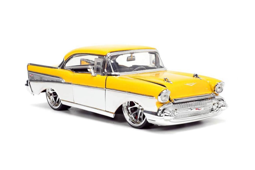 Diecast Car w/Display Case - 1957 Chevy Bel Air, Yellow - Jada