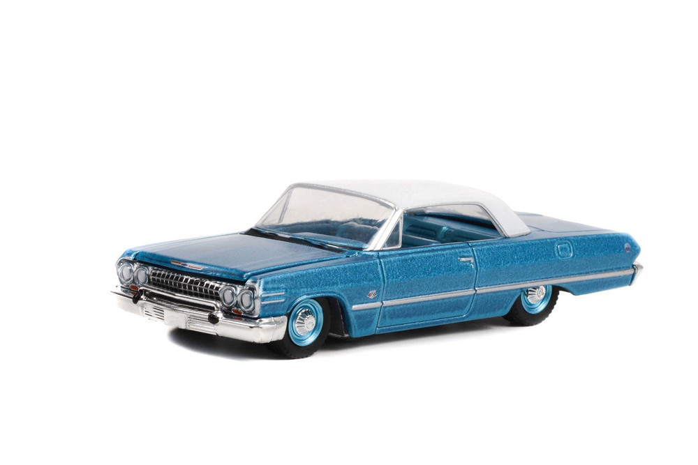1963 Chevy Impala SS 409 Convertible (Lot #1119), Blue - Greenlight 37260B - 1/64 Scale Diecast Car