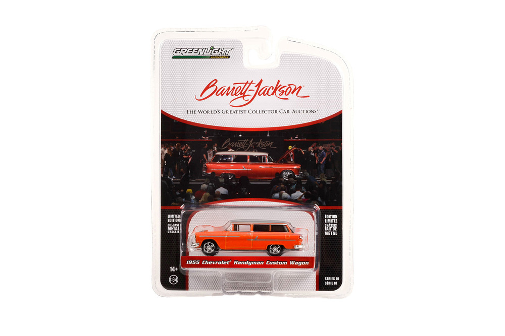 1955 Chevy Handyman Custom Wagon, Orange - Greenlight 37260A/48 - 1/64 Scale Diecast Model Toy Car