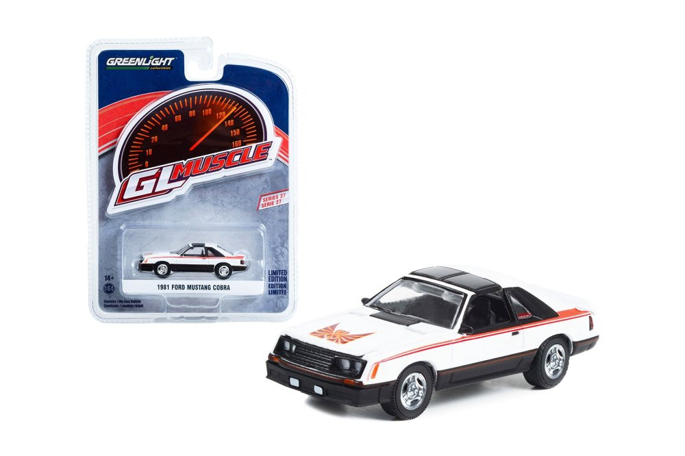 1981 Ford Mustang Cobra, White - Greenlight 13320D/48 - 1/64 Scale Diecast Model Toy Car