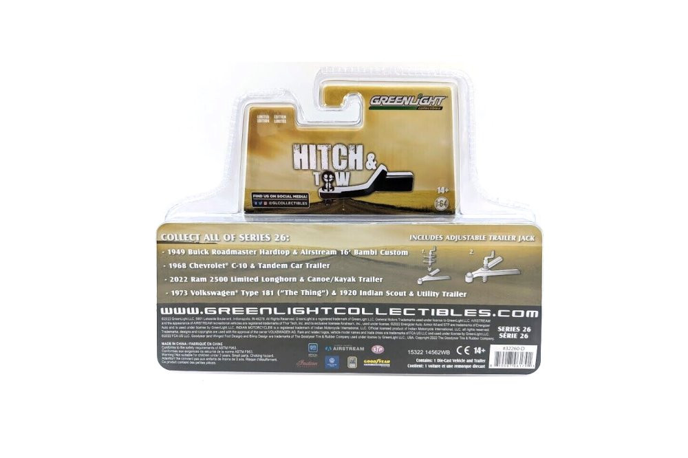 2022 Dodge Ram 2500 & Trailer w/Accessories, White - Greenlight 32260 - 1/64 scale Diecast Car