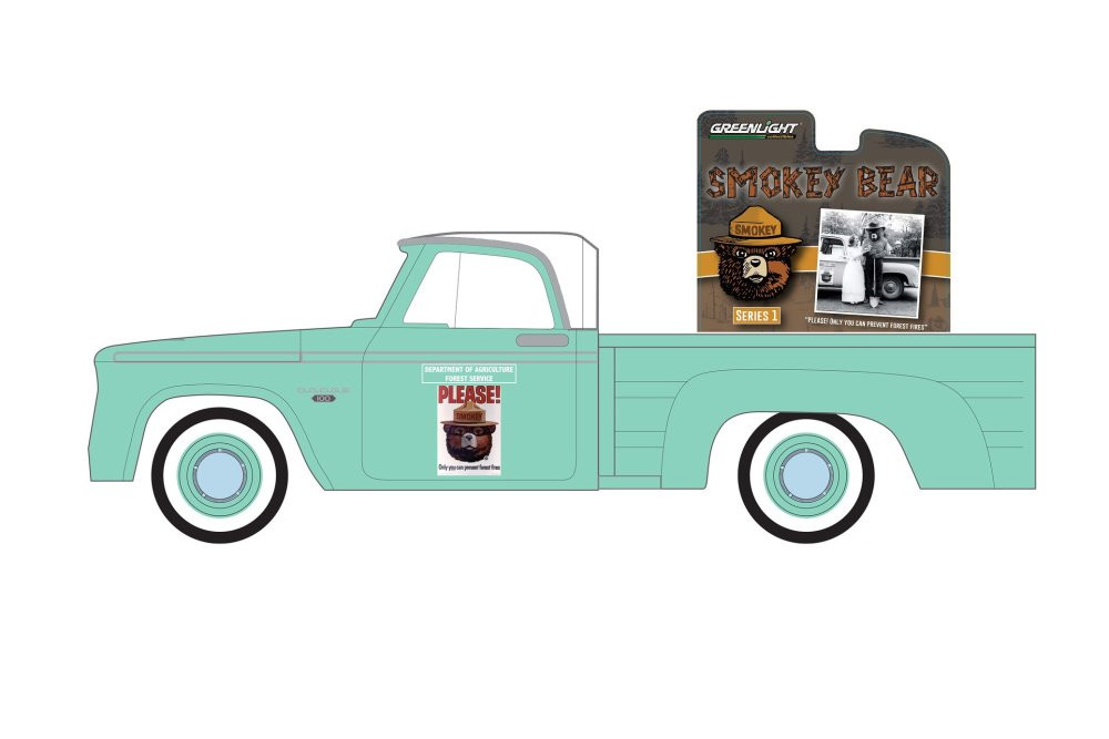 1965 Dodge D-100 Pickup Truck, Green - Greenlight 38020B/48 - 1/64 scale Diecast Model Toy Car