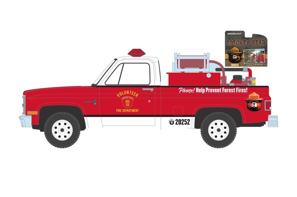 1984 Chevy C20 Pickup Truck w/ Fire Equipment, Red - Greenlight