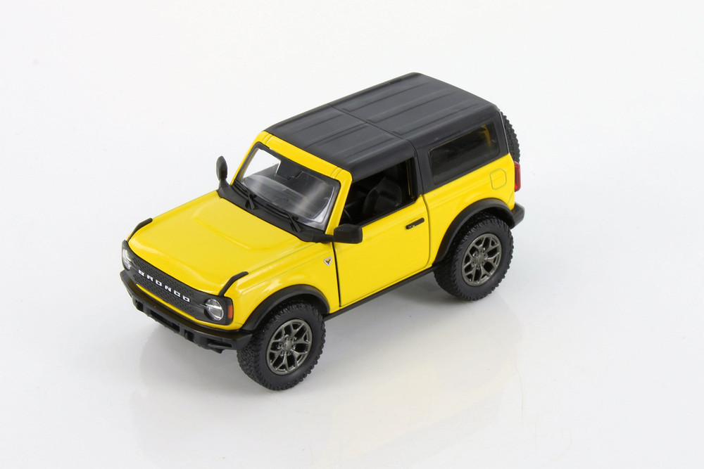 2022 Ford Bronco Closed Top, Yellow - Kinsmart 5438DA/B - 1/34 Scale Diecast Model Toy Car