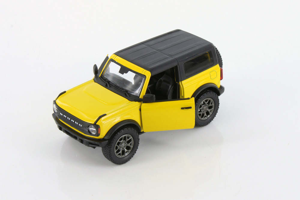 2022 Ford Bronco Closed Top, Yellow - Kinsmart 5438DA/B - 1/34 Scale Diecast Model Toy Car