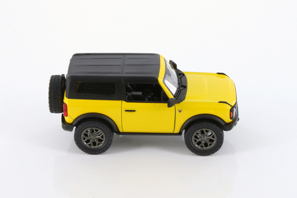 2022 Ford Bronco Closed Top, Yellow - Kinsmart 5438DA/B - 1/34 Scale Diecast Model Toy Car