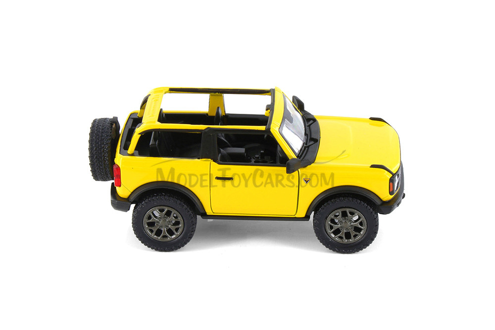 2022 Ford Bronco Open Top, Yellow - Kinsmart 5438DA/B - 1/34 Scale Diecast Model Toy Car