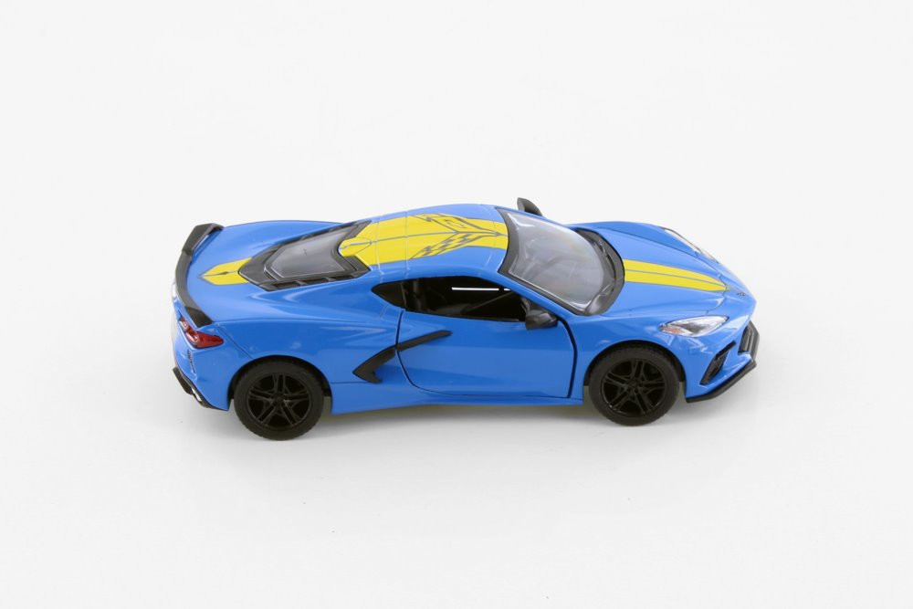2021 Chevy Corvette Stingray C8, Blue - Kinsmart 5432DF - 1/36 Scale Diecast Model Toy Car