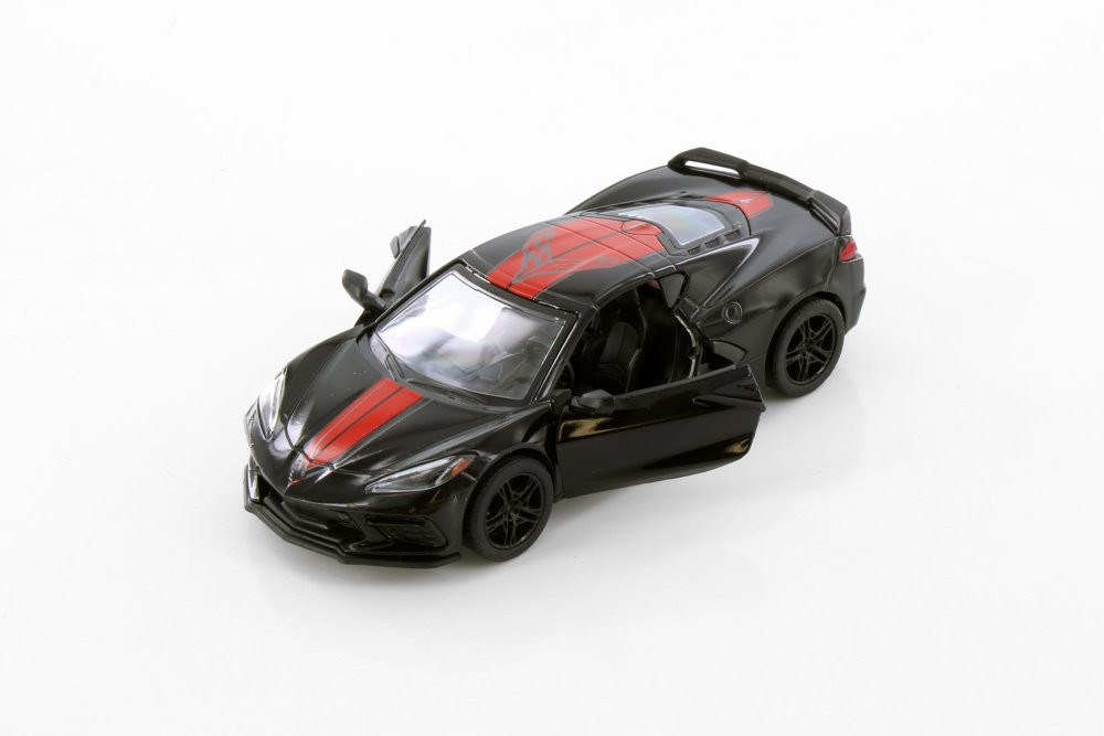 2021 Chevy Corvette Stingray C8, Black - Kinsmart 5432DF - 1/36 Scale Diecast Model Toy Car