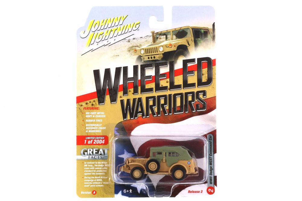WWII Dodge VW57 Command Car , Tan with Green - Johnny Lightning JLCP7268-24A - 1/64 Diecast Car