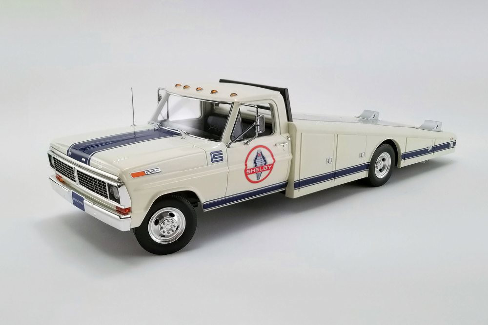 1970 Ford Ramp Truck Shelby, White with Blue - Acme A1801404 - 1