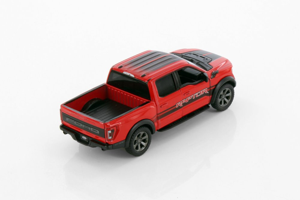 2022 Ford F-150 Raptor Pickup Truck, Red - Kinsmart 5436DF - 1/46 scale Diecast Model Toy Car