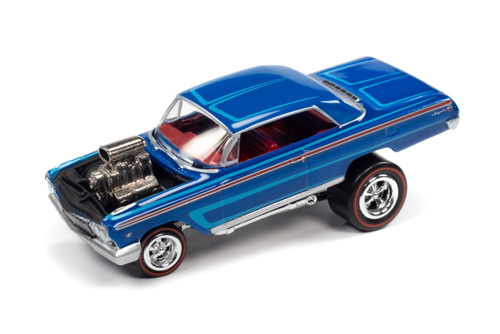 1962 Chevy Impala Coupe, Blue - Johnny Lightning JLSF022/48B - 1/64 scale Diecast Model Toy Car