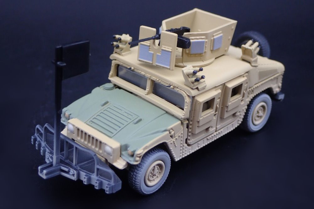 HUMVEE 4-CT Armored Fastback M1114 HA (Heavy) Up-Armored HMMWV, Tan - Johnny Lightning JLSP199/24B - 1/64 scale Diecast Car