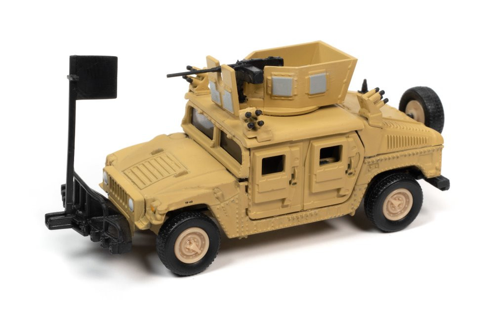 HUMVEE 4-CT Armored Fastback M1114 HA (Heavy) Up-Armored HMMWV, Tan - Johnny Lightning - 1/64 scale Diecast Car