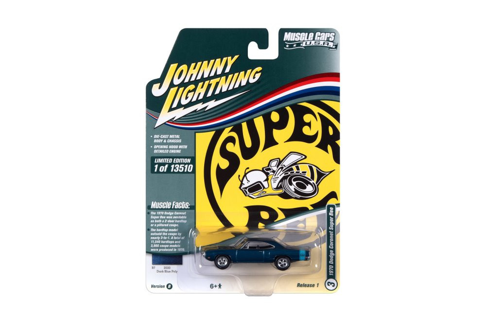 1970 Dodge Coronet Super Bee, Dark Blue - Johnny Lightning