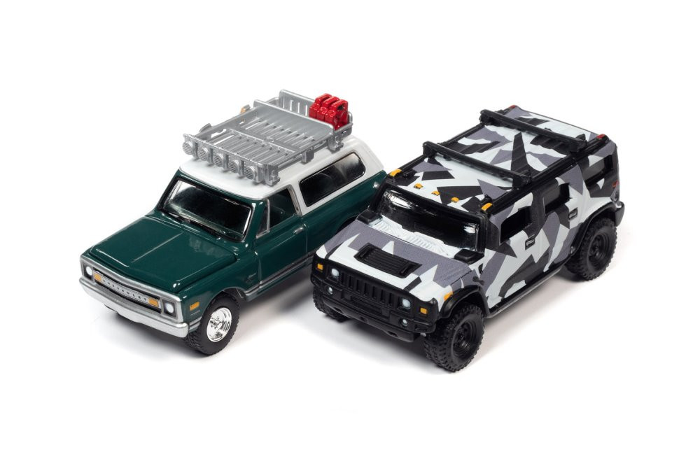 1969 Chevy Blazer and 2004 Hummer H2, Multi - Johnny Lightning JLSP220/24B - 1/64 scale Diecast Car