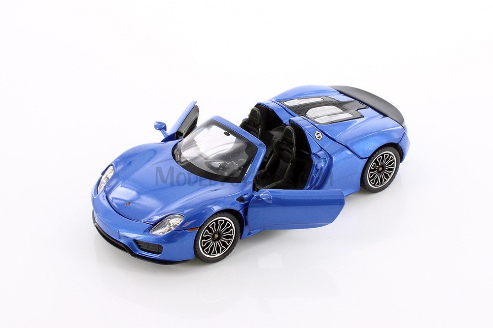 Porsche 918 Spyder, Blue - Showcasts 68242/43D - 1/24 scale Diecast Model Toy Car