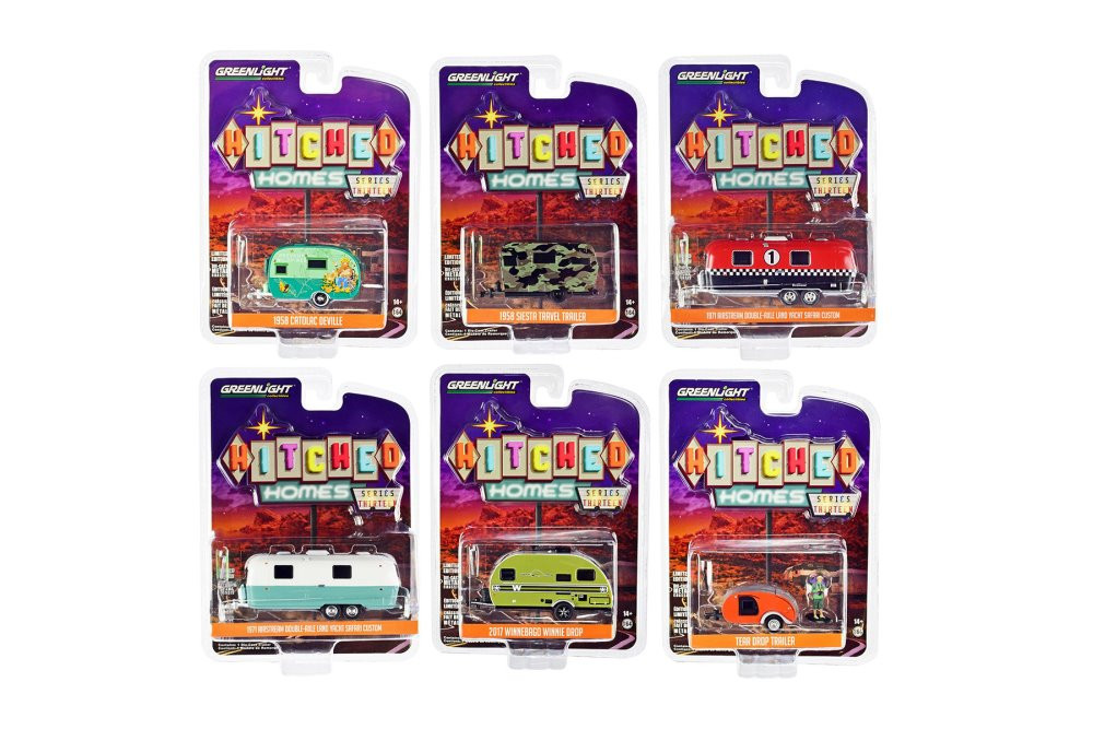 Greenlight Hitched Homes Series 13 Diecast Car Set - Box of 6 assorted 1/64 Scale Diecast Model Cars