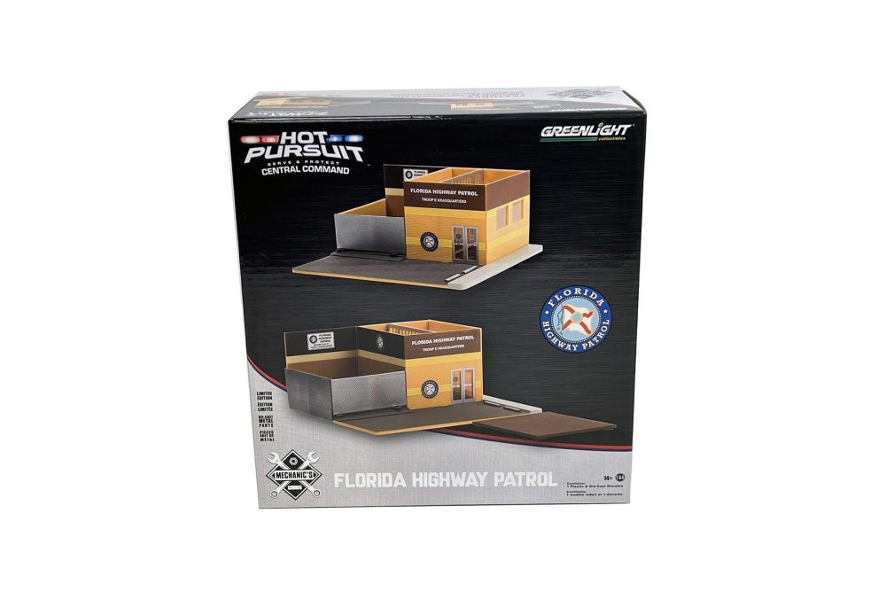 Hot Pursuit Central Command Florida Highway Patrol, Orange - Greenlight 57091 - 1/64 Scale Diorama