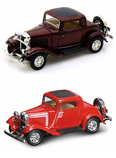 1932 Ford 3-Window Coupe Diecast Car Package - Two 1/43 Scale Diecast Model Cars