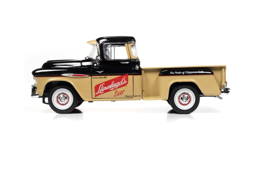 1957 Chevy 3100 Stepside Pickup, Leinenkugle's Beer - Auto World AW311 -  1/18 Scale Diecast Car