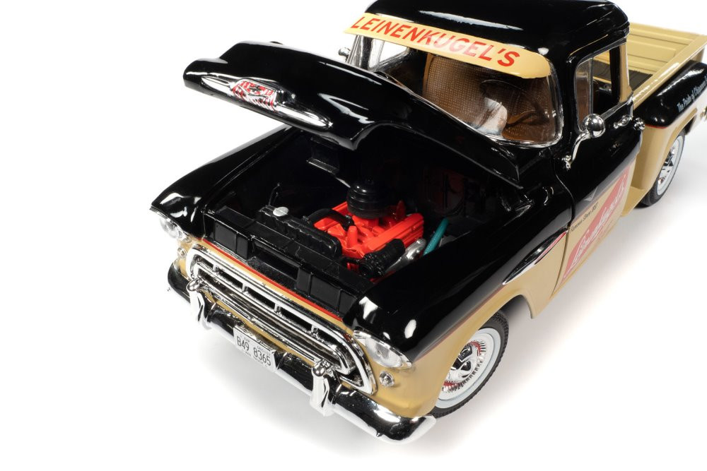 1957 Chevy 3100 Stepside Pickup, Leinenkugle's Beer - Auto World AW311 -  1/18 Scale Diecast Car