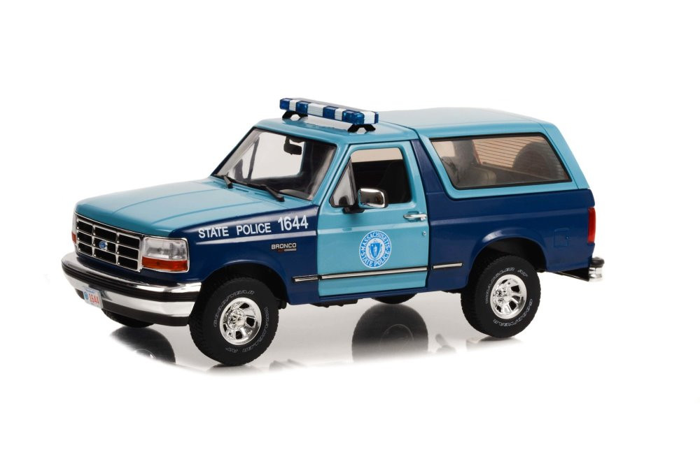 Massachusetts State Police 1996 Ford Bronco XLT - Greenlight 19120 - 1/18 Scale Diecast Car