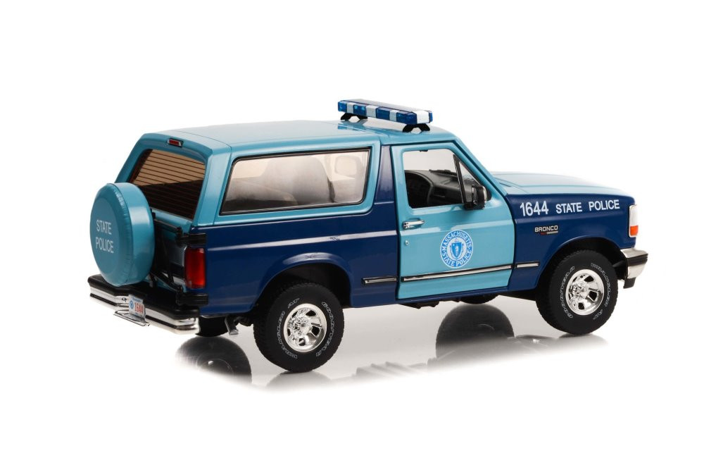 Massachusetts State Police 1996 Ford Bronco XLT - Greenlight 19120 - 1/18 Scale Diecast Car